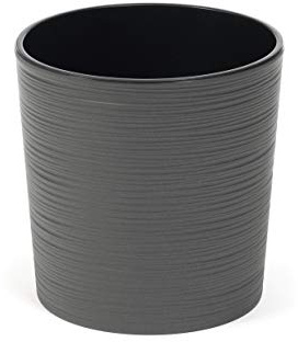 Tymar Blumentopf mit Einsatz, Blumenkübel aus Kunststoff, Übertopf, Pflanzkübel, Gross, Runde Form, Meißel-Optik, Innen- und Außenbereich, Garten, Balkon, Terrasse, Haus MADL001 (Graphit, ø 25cm)