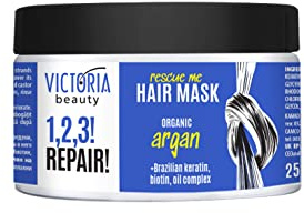 Victoria Beauty Haarmaske für geschädigtes Haar, Haarkur mit Bio Arganöl, Keratin und Biotin, Hair Repair Mask, repariert die Haarschäden, 250ml