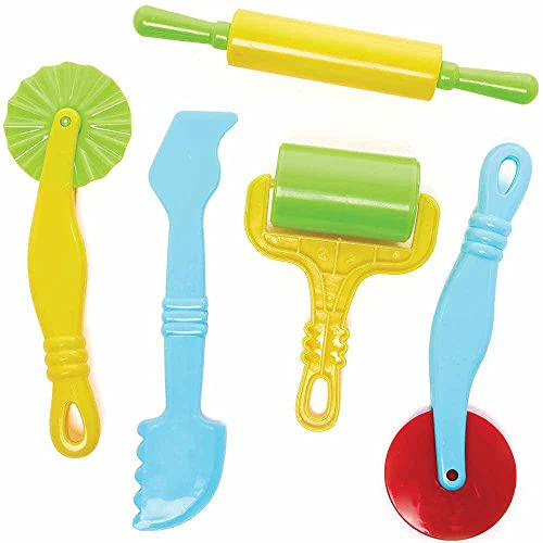 Baker Ross FC857 Modellierwerkzeuge - 5er Pack, Knete Bastelzubehör für Kinder zum Basteln