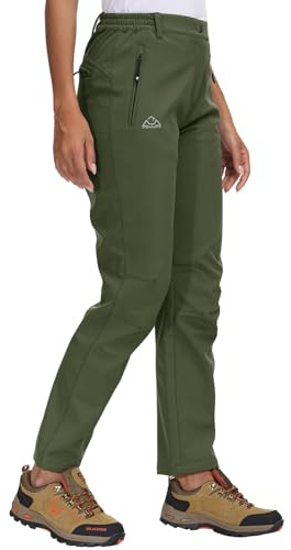 Rdruko Women's Fleece Lined 4 Zip Pockets Ski Trousers | Thermal Waterproof Walking Work Fishing Sports Snow Ski Pants Ladies Winter Outdoor Elasticated Waist Workwear