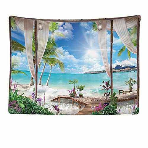 Ulticool - Plage mer nature - Tapisserie murale - 200 x 150 cm - Grande tapisserie - Décoration - Poster - Décoration - Papier peint - Toile - Peinture - Accessoires séparateur de pièce