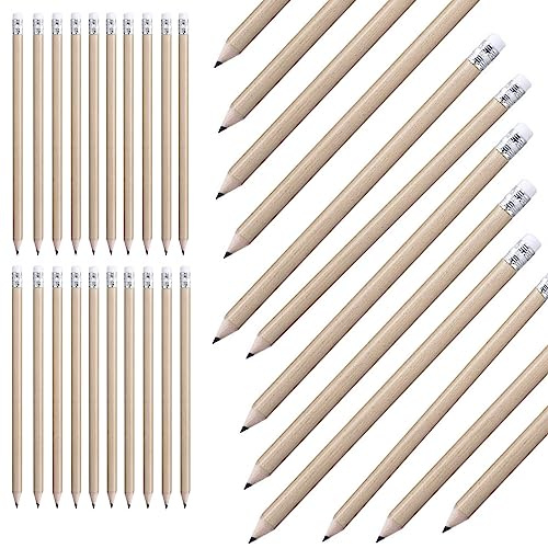 noTrash2003 100 Stück naturbelassene holzfarbene Bleistifte mit Radiergummi, HB, vorgespitzt, 19 cm Länge Sparpack Nachhaltig