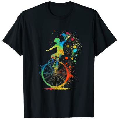 Einrad Splash Art Einradfahrerin Retro Solowheel Fahrrad T-Shirt