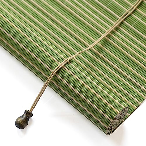 zhijiaqian456 Tende a Rullo,Tenda a Rullo in bambù Naturale,per Interni oscuranti,Adatto alle Finestre,Verde e Bianco,Personalizzate (100 x 200 cm)