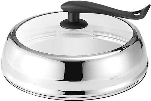 BAZAC Couvercle de poêle autoportant en acier inoxydable et couvercle en verre pour tous les casseroles/poêles/woks Couvercle dôme - 34 cm