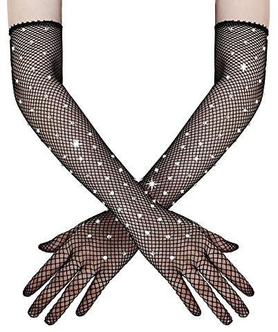 Faxianther 1920er Stil Retro Handschuhe Damen Lange Abendhandschuhe Sexy Handschuhe glitzern Diamant Opernhandschuhe Tanzhandschuhe Braut Tanz Verkleidung Handschuhe für Hochzeit Braut Oper Party