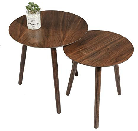 IMYOGI Table Basse exquise, Table Ronde en Bois Massif et Pieds en Noyer Noir de Style Japonais, Table d'appoint/Table d'angle Simple pour Petit Appartement (Couleur : D)