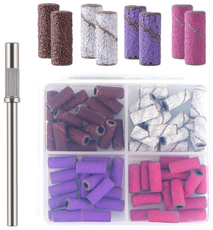 Schleifhülsen Nagelfräser 60 Stück Schleifkappen Nagelfräser 80/120/180/240 Grit Schleifbänder Nagelbohrer Bits Set für Maniküre