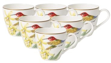 Villeroy & Boch Amazonia Anmut Mokka- / Espressoobertasse 100 ml, 6er Set, Premium Bone Porzellan, Bunt