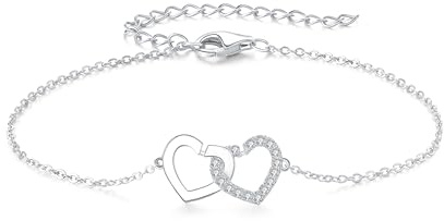 GW Armband Damen mit Herz Anhänger Zirkonia Silberarmband Damen Schmuck Geschenke für Frauen Mama Beste Freundin