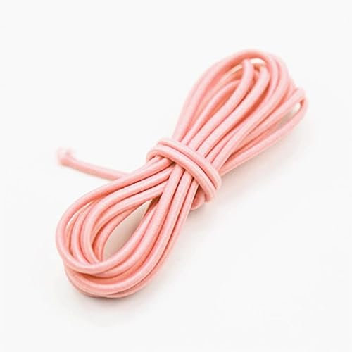 YJzhAHanG Cuerda elástica,Cuerda elástica, Banda elástica Redonda Colorida de 2mm, Cuerda elástica Redonda, Banda de Goma, línea elástica, Accesorios de Costura DIY, 4 Metros(Light Pink)