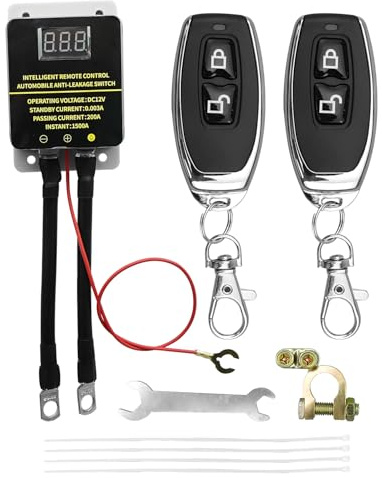 Ferngesteuerter Auto Batterie Trennung Schalter Relais Mit LED Digital Voltmeter Display 12V 200A Trennschalter Anti-Diebstahl-Schalter Ausschalten Mit Fernbedienung Für Automobil