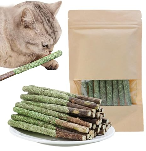 Katzenzahnreinigung Katzengras-Stick,Katzengras-Kausticks - Gras für Katze | Haarballenentfernungs-Kaustäbchen für Katzen, Katzenminze-Spielzeugstäbchen für Zimmerkätzchen, angereichert mit Katzenminz