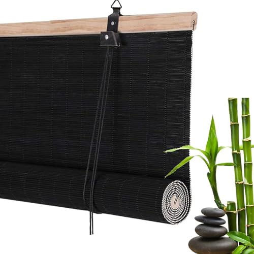 tow000ack Store en Bambou Exterieur Interieur Store Enrouleur Noirs,Store Occultant Fenetre,Rideau Bambou,Store Venitien Bois pour Jardin Patio,Personnalisé,Largeur x Hauteur (70cm x 210cm)