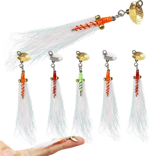 Dovesun 5 Pièces Leurres de Pêche à la Mouche Crazy Charlie Mouches Artificielles pour Pêche en Eau Leurres Tournants pour Black Bass, Crapet, Brochet, Truite Accessoires de Pêche à la Mouche #12
