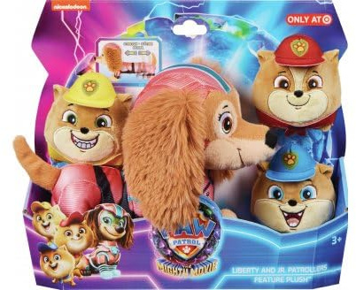 cavernedesjouets Coffret pour la Super Pat Patrouille Film Liberty Qui s'etire et la Pat Patrouille Junior - Set Doudou Enfant avec Carte