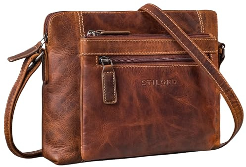 STILORD Verdelio Moderne Damen Umhängetasche Leder Klein - Vintage Leder Messenger Bag Damen-Handtasche - Frauen-Handtasche Echt-Leder - Passend für Tablet bis 10 Zoll Farbe:bergamo - braun