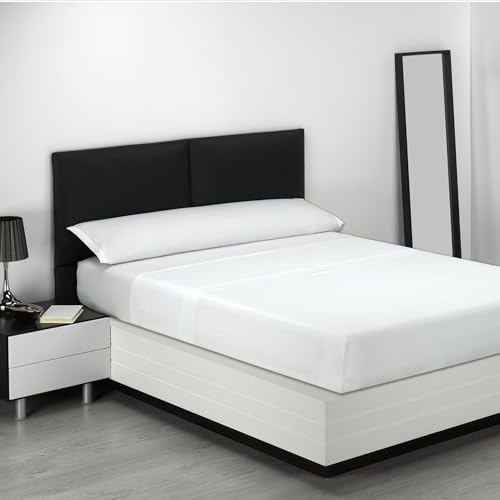 Sábanas 135x190 - Juego de Sábanas 3 Piezas - 100% Microfibra Suave y Transpirable - Sábana Bajera Ajustable, Encimera y Funda Almohada - Ropa de Cama Lisa y Elegante (Blanco)