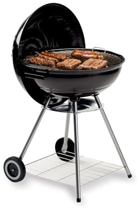 Avilia Barbecue alla Carbonella BBQ Freetime 45 cm – Barbecue da Esterno in Acciaio Nero con Coperchio e Ruote, Griglia Ampia, Ideale per Balcone, Terrazzo e Giardino
