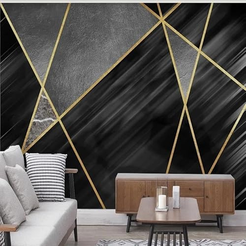 Geometric Golden Line Black 3D Wallpaper Feature Office Living Room Sofa Bedroom TV Background Wall Decoration-150cm×105cm