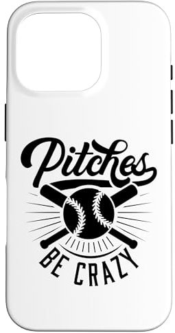 Pitches Be Crazy Funny Softball Joueur de baseball Coque pour iPhone 16 Pro