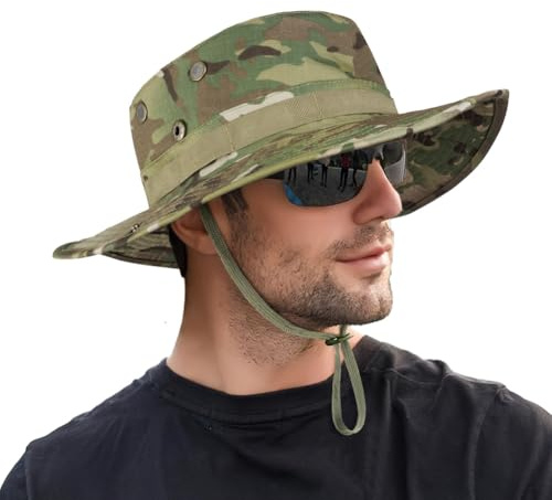 DiULi Cappello da Sole Mimetico, Cappello Mimetico Pescatore, Cappello Giungla Mimetica per la Pesca Militare All'aperto Caccia da Campeggio Airsoft