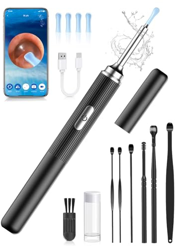 Otoscopio, Limpiador de Oidos con HD 1080P Camara, IP67 Impermeable Otoscopio de Oídos, Limpiador Oidos Adultos con 6 Luces LEDs y 360° Ancho Ángulo,Endoscopio Oido Kit para Android,iPhone y iPad V2