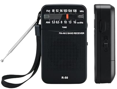 AM/FM Pocket Radio Portable Battery Small Radio, Built-In Loudspeaker Portable Small Radio for Outdoor, Running, Hiking, Travel (Black)