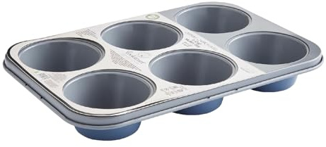 Cooksmart Signature zweifarbiges Muffinblech für 6 Muffins – Blau | Premium Karbonstahl Antihaft-Backformen | gleichmäßige Wärmeverteilung | ofenfest | PFOA-frei | stilvolles zweifarbiges Design