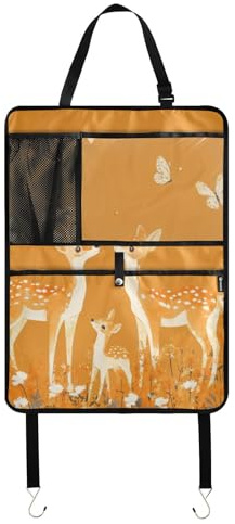 Cartoon Sika Deer Arancione Auto Sedile Posteriore Tasca Organizer Per Tablet Sedile Posteriore Organizer Kid Kick Mat Con Tasca