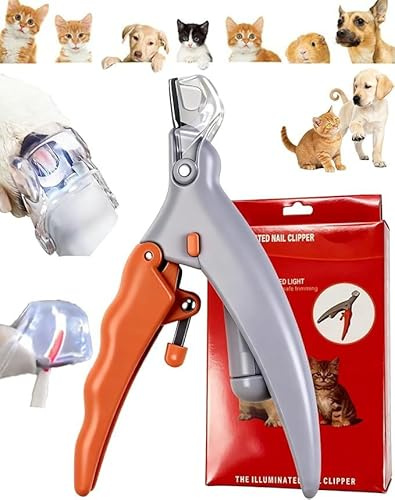 Aakluk Krallenschneider für Hunde | LED + Lupe Haustiere-Nagelschneider | Gebogene Halbmondschere | Für kleine, mittelgroße und große Katzenwelpen
