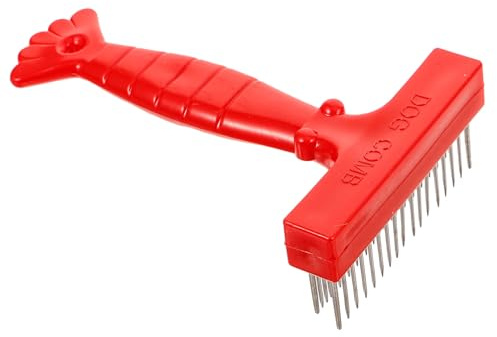 Cepillo de Aseo para Perros Deslanador de Acero Inoxidable Rojo