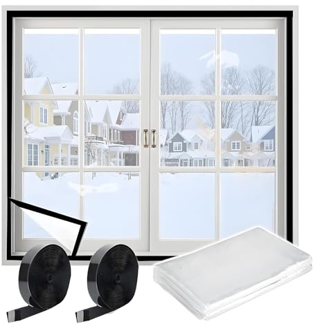 Winter Thermo Cover Fenster-Isolierfolie, 60-190cm Wärmeschutzfolie Fenster Isolierfolie Kit, Clear Isolierfolie Fenster Kälteschutzfolie Fensters mit für Winddicht(100 * 100cm)