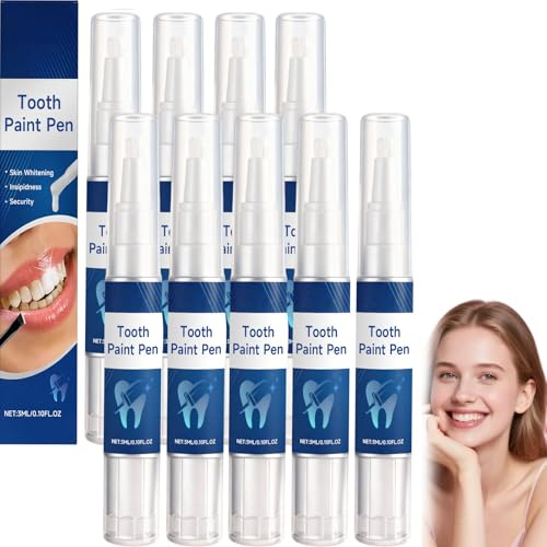 Teeth blekningspenna, tandad färg, blekningsgel, bärbar fläckborttagare, skonsam rengöring, fräsch andning, resesats för ljusare (9 stycken)