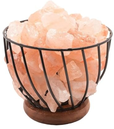 GAM Himalayan Rock Salt Metal Basket Table Lamp