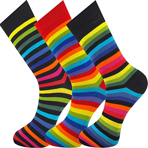 Mysocks Calzini a righe unisex Caviglia Arcobaleno 3 coppie 37-41