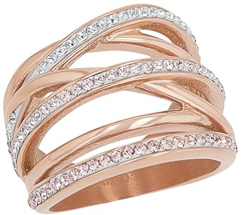 s.Oliver Ring Edelstahl Damen Ringe, mit Kristall, Kommt in Schmuck Geschenk Box