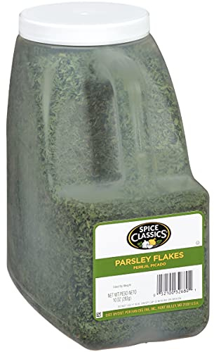Spice Classics Parsley Flakes, 10 oz - One 10 Ounce Container of Dried Parsley Flakes in Bulk, Ideal for Back-of-House to Enhance Flavor of Sauces and Meats