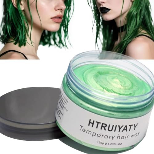 Grünes Haarfarbenwachs, temporäre Modellierung, natürliche Farbe, Haarfärbewachs, Unisex, einmaliges Frisuren-Creme-Styling-Wachs für Party, Cosplay, Halloween, Maskerade