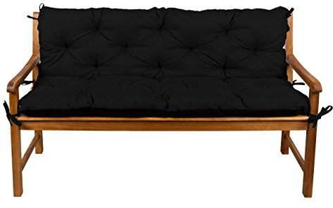 Gutekissen® Bankkissen, Sitzkissen, Rückenlehnen, Gartenkissen, Steppkissen, Doppelkissen, Sitzmöbel, Sitzbank-Kissen, Gartenschaukel, Gartenmöbel Law (200cmx50cmx50cm, Schwarz)