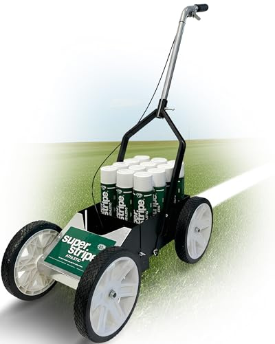 Fox Valley Athletic Super Striper Line Marking Machine Starter Kit for Field Markers - Easy Use Striping Paint Machine, Durable Line Painting Equipment, Marking Kit with (12 Cans), Athletic White