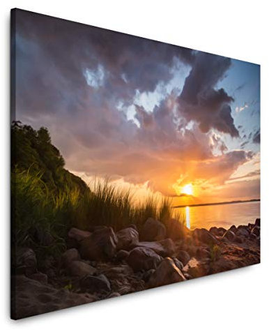 Paul Sinus Art Landschaft an der Ostsee 40 x 60 cm Inspirierende Fotokunst in Museums-Qualität für Ihr Zuhause als Wandbild auf Leinwand in