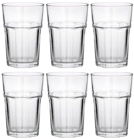 BUTLERS 6er Set Trinkgläser 360 ml Glas - GIBRALTAR | Farbe Durchsichtig - Wasserglas für Softdrinks & Limonaden - Longdrinkglas für Saft & Eistee - Robust