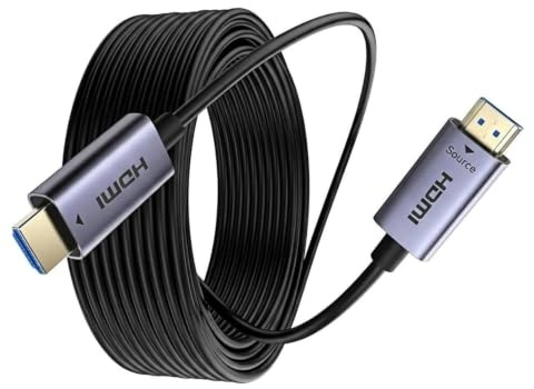ATZEBE 10m Câble HDMI fibre optique 4K@60Hz – Câble HDMI 2.0 optique 18 Gbps, HDR10, 4:4:4, HDCP 2.2, fin et flexible – Pour gaming, home cinéma, TV/projecteur