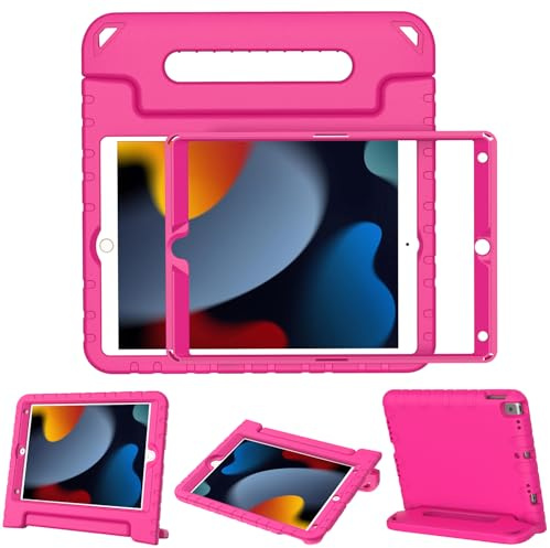 Surom Case for iPad 9th 8th 7th Gen 2021/2020/2019 10.2 Inch, Rose Rink | Built-in Screen Protector, Shockproof Convertible Handle Protective Cover, Sturdy Stand, Lightweight Protective Case