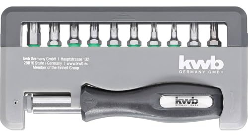kwb Bit-Box im Taschen-Format, Torx T-10, 15, 20, 25, 30, 40 + Tamper-Torx TT-20 u. 25 inkl. Bit-Halter und Handgriff