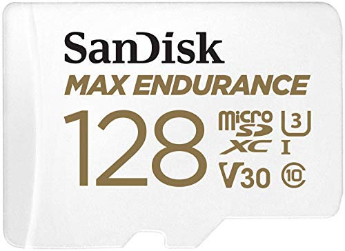 SanDisk MAX ENDURANCE Video Monitoring for Dashcams & Home Monitoring 128 GB microSDXC Memory Card + SD Adaptor 60,000 Hours Endurance
