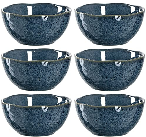 Leonardo Matera keramiska skålar, set om 6, diskmaskinssäkra dessertskålar, frukostskålar, snackskålar, blå, Ø 12 cm, 380 ml, 018582