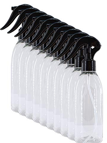 Packano 10stk. x 250ml leere PET Sprühflaschen klar I transparent mit schwarzem Sprühkopf I Spray Bottle I Sprühflasche