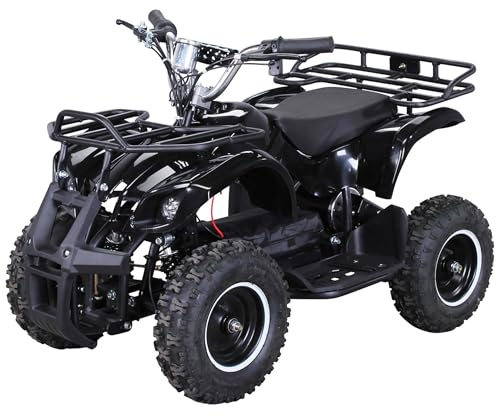 Actionbikes Motors Kinder Quad Elektro ATV Torino | 𝟑𝟔 Volt 𝟭𝟬𝟬𝟬 Watt Motor bis 𝟐𝟒 km/h - Kinderquad - Pocket Quad - Safety Touch Fußschalter - Miniquad - Für Kinder ab 8 Jahren (Schwarz)